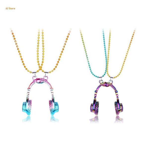 Chaînes Pièces Hip Hop Rock Casque Collier Musique Casque Pendentif Aimant ColliersChaînes ChaînesChaînes