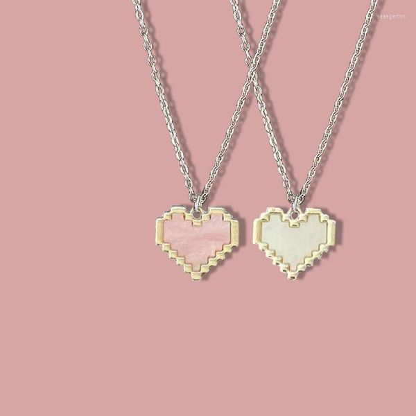 Chaînes Rose Mosaïque Pêche Coeur Collier Doux Sen Système Fille Mignon Ie Amour Cent