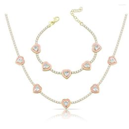 Chaînes Rose Rouge Blanc Émail Coeur Charme Tennis Chaîne Magnifique Femmes Amant Cadeau Bijoux Mode 2023 Collier