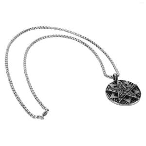 Chaînes Collier en acier au titane pour hommes en forme d'étoile Pendentif en forme de chaîne de décoration de cou W