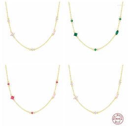 Ketens plata 925 zilveren ketting voor vrouwen mini groen zirkoon ketting rond de nekcollares para mujer Bijoux femme collareschains godl22