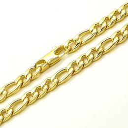 Cadenas chapadas en oro de 18 quilates, collar de 6 mm de ancho para hombres masculinos, mujeres, joyería de moda, cadena Figaro de acero inoxidable de 20 ''-363048