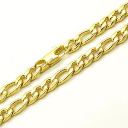 Cadenas chapadas en oro de 18K, collar de 6 Mm de ancho para hombres y mujeres masculinos, joyería de moda, cadena Figaro de acero inoxidable de 20''-36251o