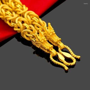 Chaînes plaqué or véritable 999 24k collier tête de dragon corde 18k longueur 60cm pour chaîne de cou pour hommes fiançailles de mariage bijoux fins
