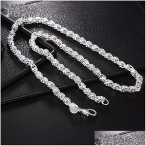 Chaînes Plaqué Sier 20 Pouces 5Mm Corde Torsadée Chaîne Collier Pour Femmes Homme Mode Charme Bijoux 236 W2 Drop Delivery Dhgarden Dhor7