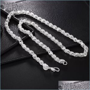 Chaînes Plaqué Sier 20 pouces 5mm Twisted Corde Chaîne Collier Pour Femmes Homme Mode Mariage Charme Bijoux 236 W2 Drop Livraison 2021 Cou Dheh4