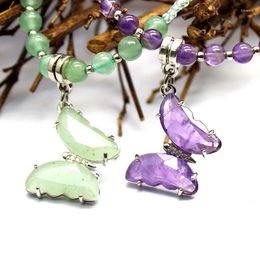 Chaines Polly Bijoux Collier Crystal Collier Butterfly Charm Colliers pour femmes Amethystes en pierre naturelle Pendants Clear Quartz