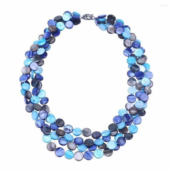 Chaînes assez colorées 13mm pièce de monnaie forme coquille collier multicouche déclaration tour de cou perle de mer bijoux à bricoler soi-même