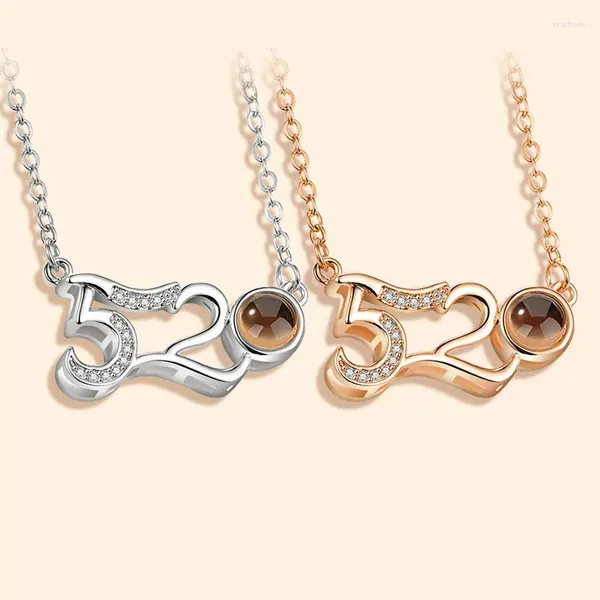 Chaînes Projection Collier 100 Langues Je T'aime Pendentif Bijoux Pour Amant Petite Amie Couple Tendance Romantique Mignon Accessoires