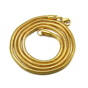 Chaînes Promotion en stock 3mm de largeur en acier inoxydable chaîne de serpent ronde collier en argent doré ornements 60 cm chaîne de distribution 56655