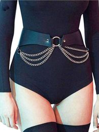 Chaînes en cuir PU chaîne ceinture Goth Sexy Locomotive fille corps jupe Punk Style sangle taille cuisse harnais fête danse bijoux chaînes