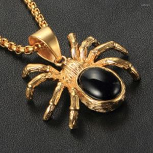 Chaînes Punk Animal Bijoux En Acier Inoxydable 316L Or Couleur Scorpion Conception Avec Pierre Noire Hommes Pendentif Collier Boîte