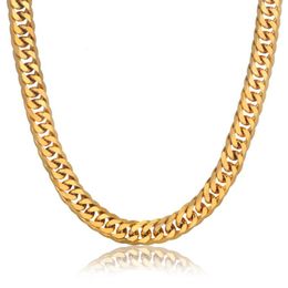 Kettingen Punk Cubaanse gouden ketting voor mannen 14 mm dik zilverkleur roestvrijstalen stekel schakel ketting ketting man hiphop sieraden