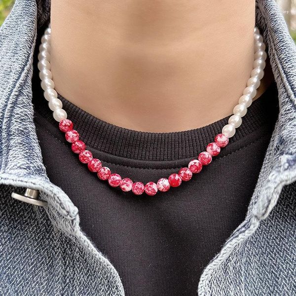 Chaînes Punk verre sang perles collier pour femmes hommes perle perlée colliers ras du cou Hip Hop Streetwear fête bijoux en gros