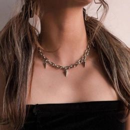 Chaînes Punk Goth Rivets Collier ras du cou fait à la main Spike Rivet chaîne en alliage collier gothique pour hommes femmes Y2K Rock bijoux