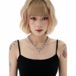 Kettingen Punk Hip Hop Parel Mozaïek Ketting Zirkoon Hanger Ketting Choker Dikke Mannen Meisjes Vrouwen Sieraden Gift