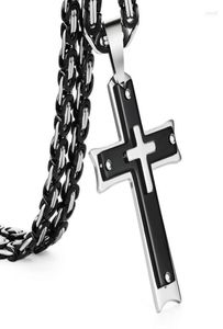 Chaines Punk Pendants religieux en acier inoxydable Colliers pour hommes Couleur en argent noir