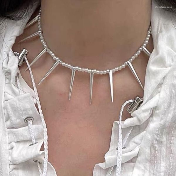 Chaînes Punk Spike-Chokers Colliers Rivet Collier Ras Du Cou Collier Clavicule Chaîne Cool Lien Unisexe Bijoux Cadeau