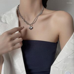 Kettingen Punk roestvrijstalen hart hanger ketting voor vrouwen kpop hiphop bal slot sleutelhanger gotische sieraden geschenken