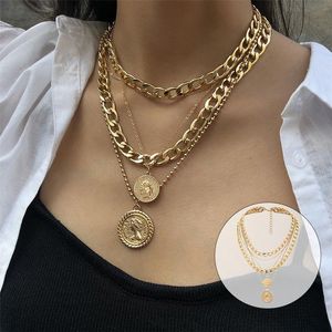 Ketens punkstijl mannen en vrouwen persoonlijkheid knappe meerlagige ketting sieraden wilde munt medaille neutrale accessorie