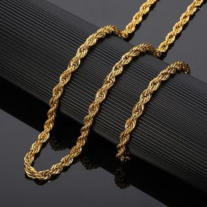 Chaînes Punk largeur 6mm en acier inoxydable corde chaîne colliers pour hommes Bracelets torsadés ensemble bijoux simples cadeaux