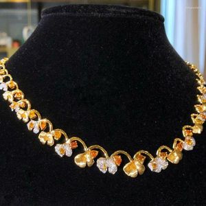 Chaînes bijoux en or pur 18K AU750 G18K diamants jaunes orangés naturels 6.00ct pendentifs colliers de pierres précieuses pour les femmes