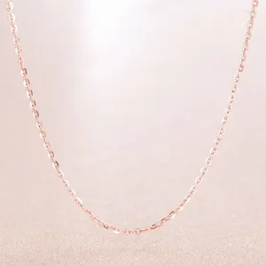 Chaînes Collier en or rose pur 18 carats 1 mmW Chaîne Rolo Link 16 pouces / 17 pouces / 18 pouces Timbre Au750