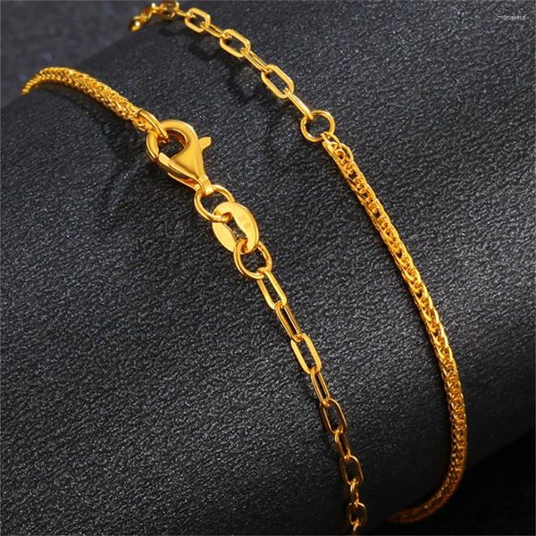 Cadenas Pure 999 24K Cadena de oro amarillo Mujeres Trigo O Collar de enlace 3.3-3.5G 16 pulgadas