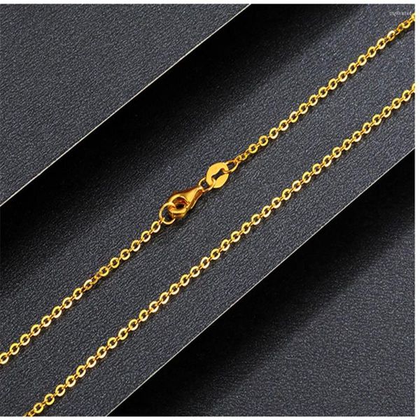 Cadenas Pure 999 24K Cadena de oro amarillo Mujeres Lucky 1mm O Link Collar