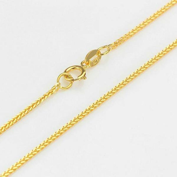 Cadenas Pure Au750 Cadena de oro amarillo de 18 quilates 1 mm Collar de eslabones de trigo para mujer 18 pulgadas