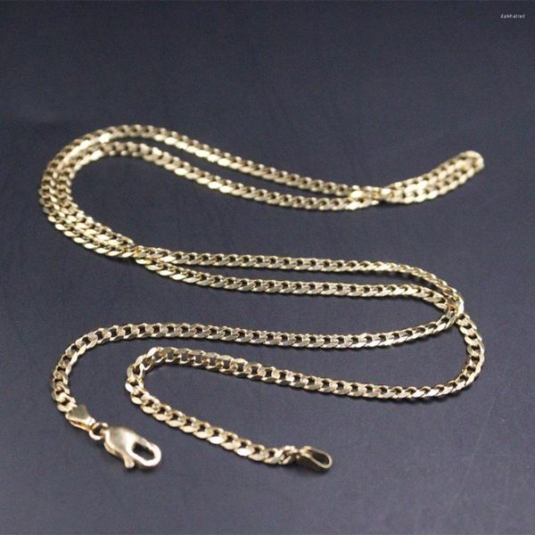 Cadenas Pure Au750 18K Cadena de oro amarillo Hombres Mujeres 3 mm Curb Link Collar 11.6g 21.2 pulgadas