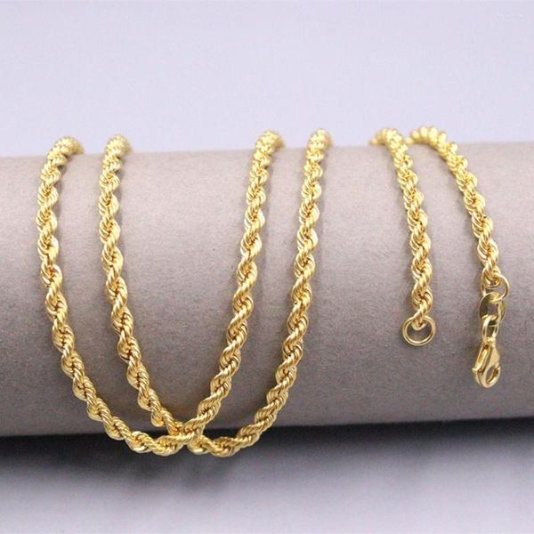 Cadenas Pure Au750 18k Cadena de oro amarillo Hombres Mujeres 3 mm Collar de cuerda simple