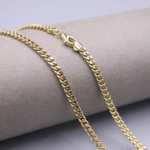 Chaînes Pure Real 18K Jaune Or Collier Femmes 3mm Chaîne Gourmette Solide Couleur Originale 40cm Longueur Timbre Au750