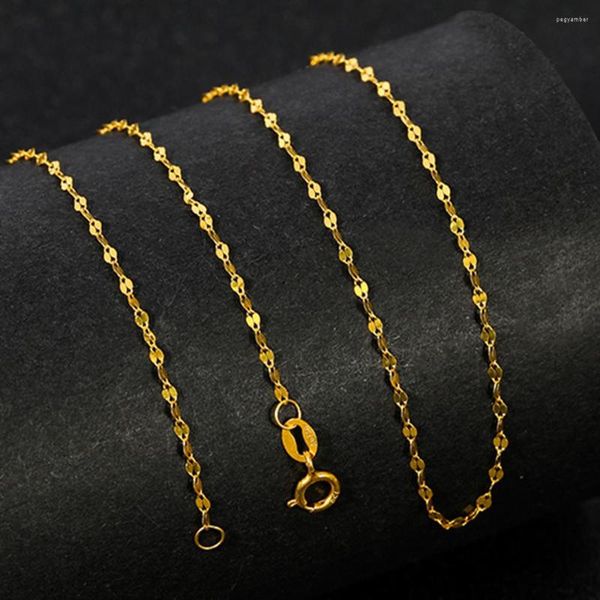 Chaînes Pure Real 18K Collier en or jaune 1,3 mm de largeur Italien Au750 Chaîne pour femme 16 pouces / 18 pouces Cadeau haut de gamme