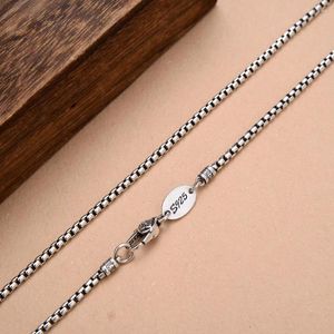 Chaînes Pure S925 Sterling Silver Men 3mmW Box Chain Vajra Fermoir Collier 60cm 23-26g