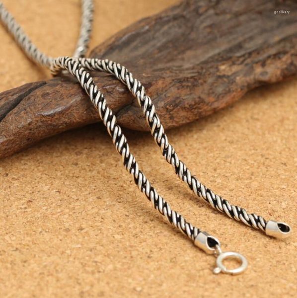 Chaînes en argent pur 3 mm d'épaisseur armure corde chaîne lien croisé collier Sterling 925 bijoux