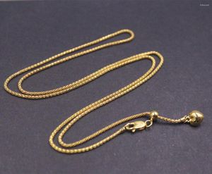 Kettingen Pure Solid 18K Yellow Gold Chain 1,1 mm Popcorn Link ketting 3.2G 19.6inch L