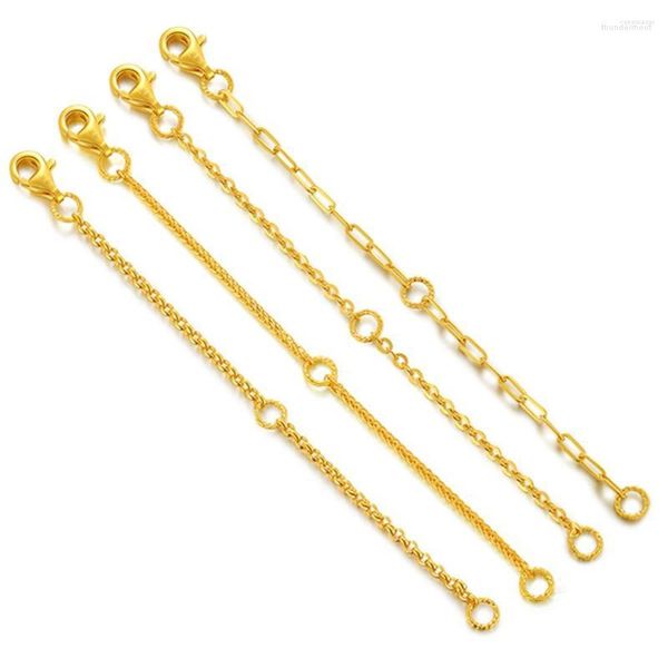 Chaînes Pure Solid 999 24K Yellow Gold Extended Chain O Cable Connector Pour Bracelet Collier 6cm 2.4in L