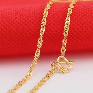 Kettingen Pure Solid 999 24 K Geel Gouden Ketting Vrouwen Water Rimpel Vorm Link Chain M Sluiting P6276Chains