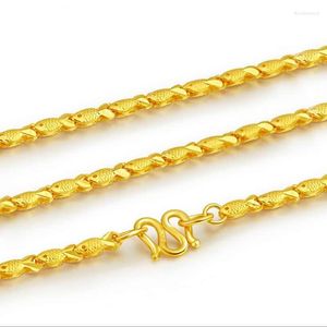 Chaînes Collier chaîne de poisson en or jaune pur / 24K 999 Collier porte-bonheur 8,7-9,5 g