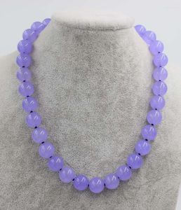 Chaînes Violet Jade Rond 12mm 14mm Collier 17 pouces Gros Perles Nature Femme