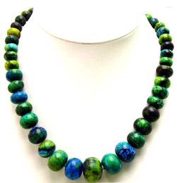 Ketens Qingmos trendy natuurlijke chrysocolla stenen ketting voor vrouwen met 10-20 mm rondel groene chokers sieraden 17 "