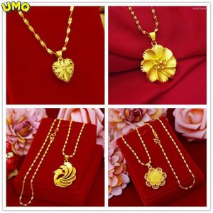 Ketens qixi cadeau voor vriendin kopieer echt goud 24k 999 hangende sleutelbeen ketting dames mode veelzijdige pure 18k sieraden
