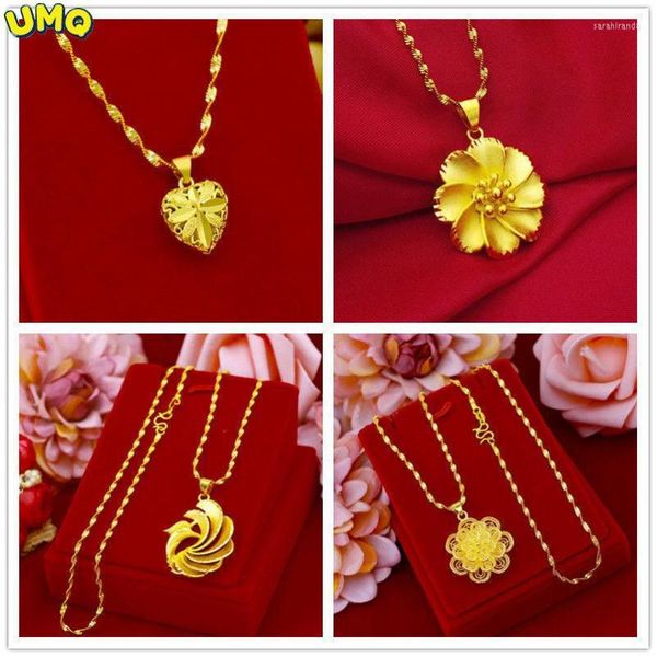 Chaînes Qixi cadeau pour petite amie copie or véritable 24k 999 pendentif clavicule collier mode féminine polyvalent pur 18K bijoux