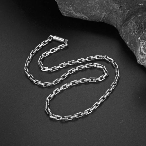 Cadenas QN Cadena vintage Personalidad de los hombres en forma de U Patrón de color de plata Collar Textura Joyería de moda de las mujeres