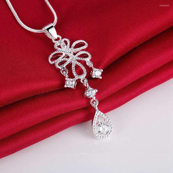 Chaînes goutte de pluie décent Bandedsilver plaqué collier pendentif en argent bijoux / IZOOBKIR QYJCJQSN