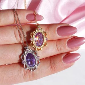 Chaines Collier Rapunzel pour femmes filles Fashion Wedding Party Bijoux Accessoires Purple Lilac Zirconia Princesse lui