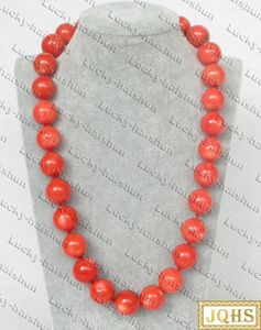 Chaînes RARE 53 cm NATUREL 16 MM ROND ROSE ORANGE CORAIL COLLIER 925 Argent Fermoir C375 Bijoux 2022 Perlé