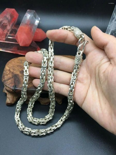 Cadenas Raro Chino Miao Tibetano Plata Collar Hecho A Mano Joyería Noble Regalo 60 Cm De Largo