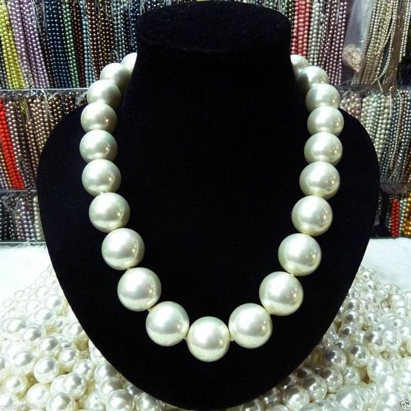 Chaînes Rare Énorme 8MM 10MM 12MM 14MM 20mm Collier de perles de coquillage blanc de la mer du Sud 18